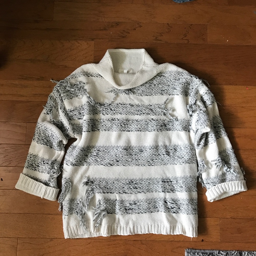 LOU & GREY Mock neck Striped sweater
